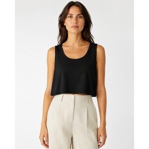 Six Crisp Days Black Scoop Neck Crop‎ Tank Top Womens Large